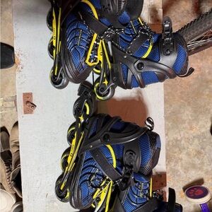 Blue and Yellow Rollerblades
